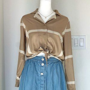 Oak + Fort Tan Cropped Top Long Sleeve